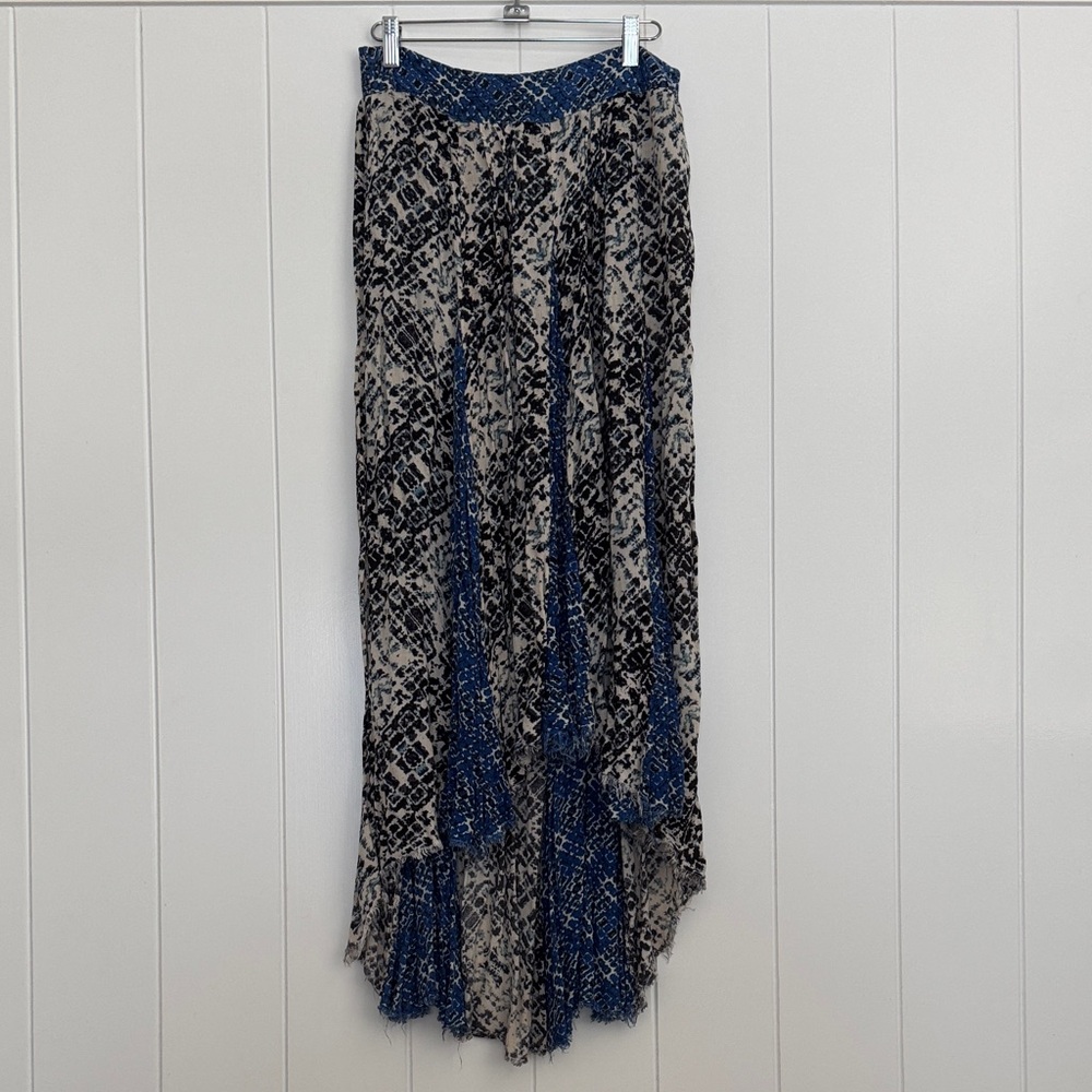 Free People Elegant Blue and Black Patterned Skirt